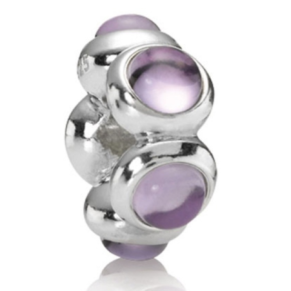 Pandora "Twilight Kiss" Charm - Sterling Silver Amethyst Cabochon Spacer Charm